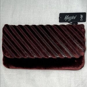 NWT MAZZINI Vintage 70’s Burgundy Snake and Velvet Italian Clutch Purse